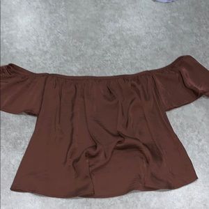 Brownish/plum off the shoulder top